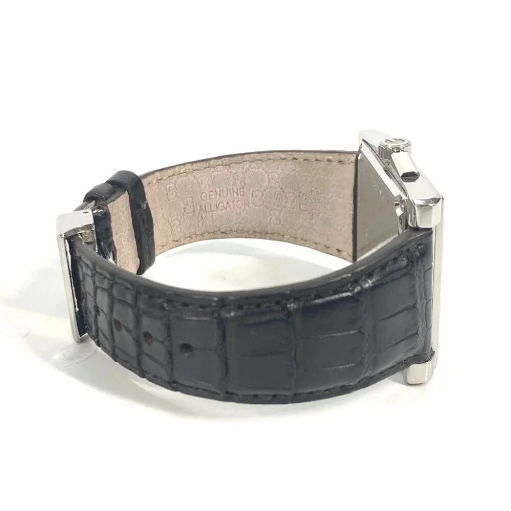 GUCCI Rectangle Watch Watch Wristwatch SS Silver/Dark brown
